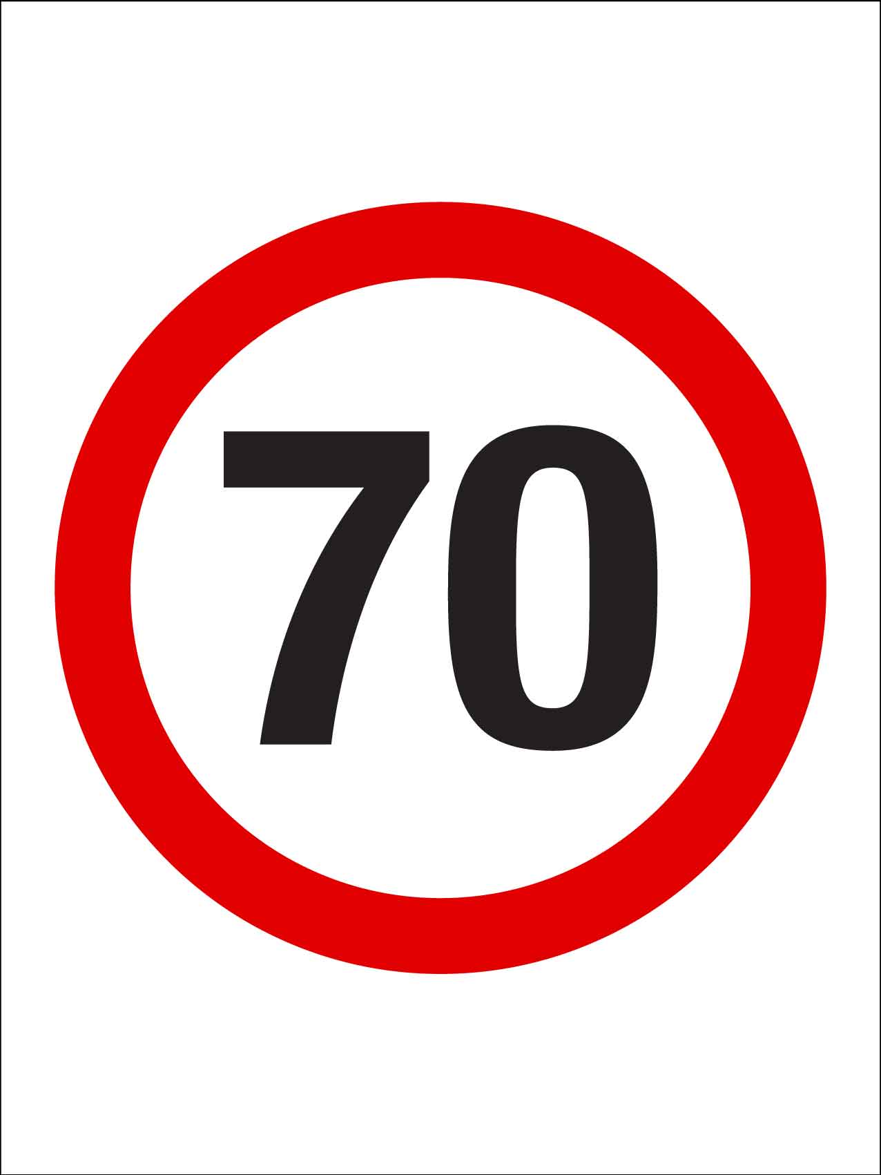 70km Speed Sign - New Signs