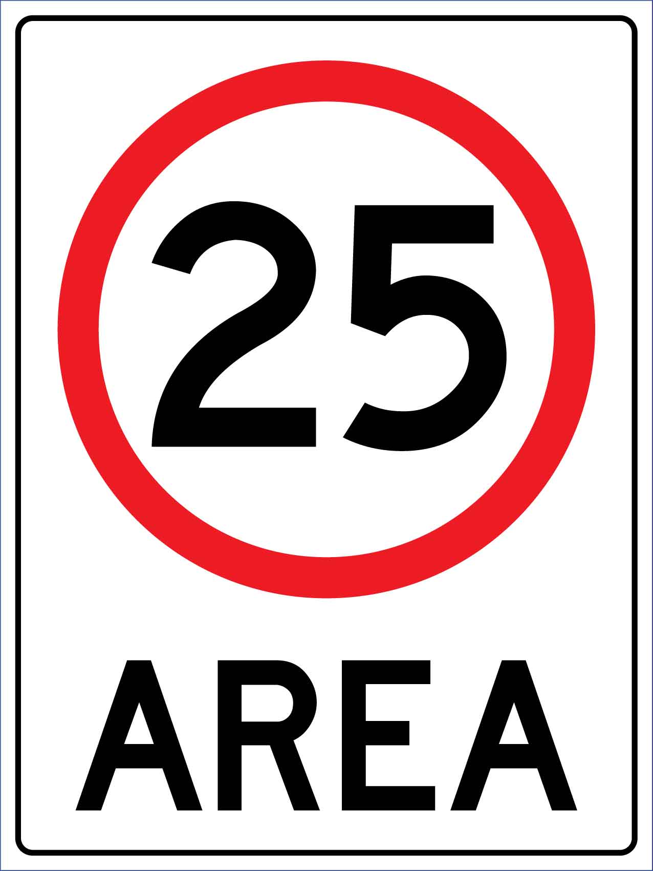 Area Speed Limit 25km Sign