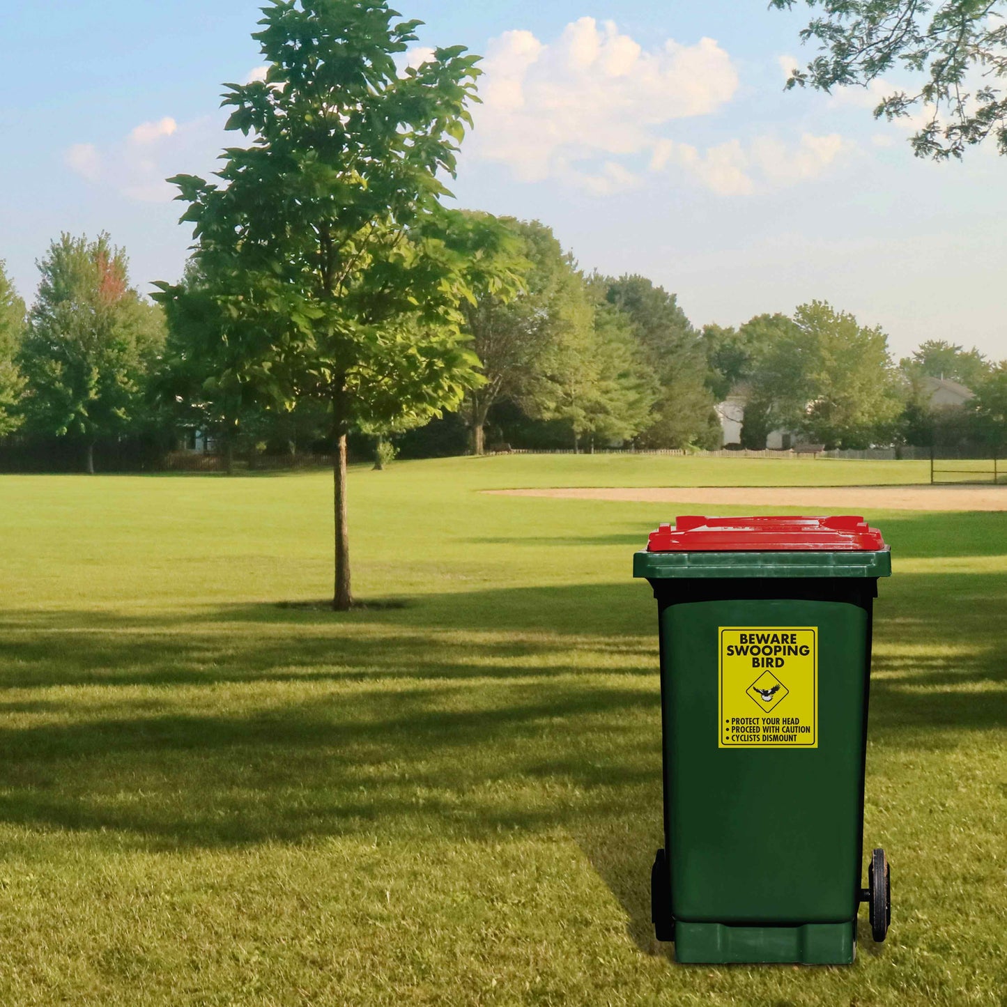 Beware Swooping Bird Wheelie Bin Sticker