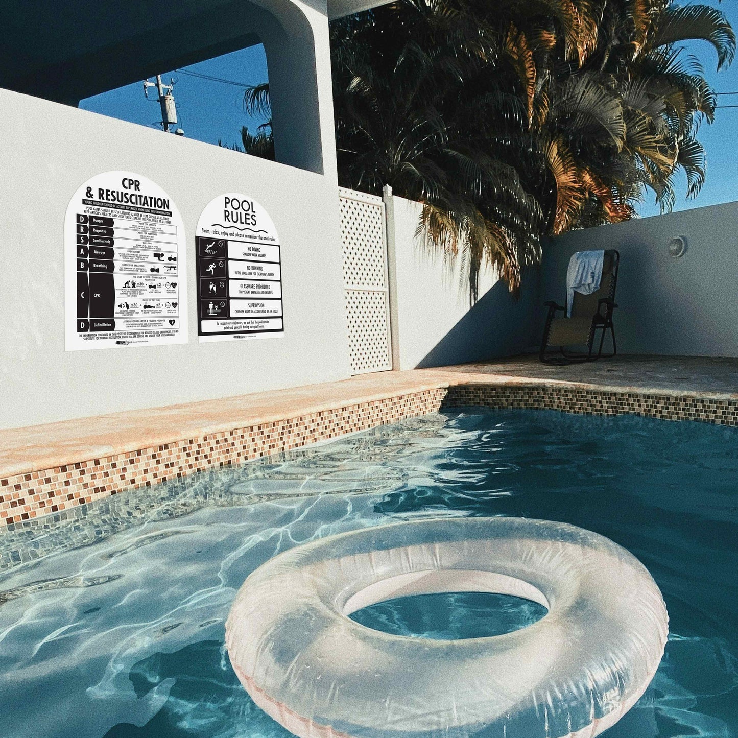 CPR Sign & Pool Rules Sign Pack Arch Black