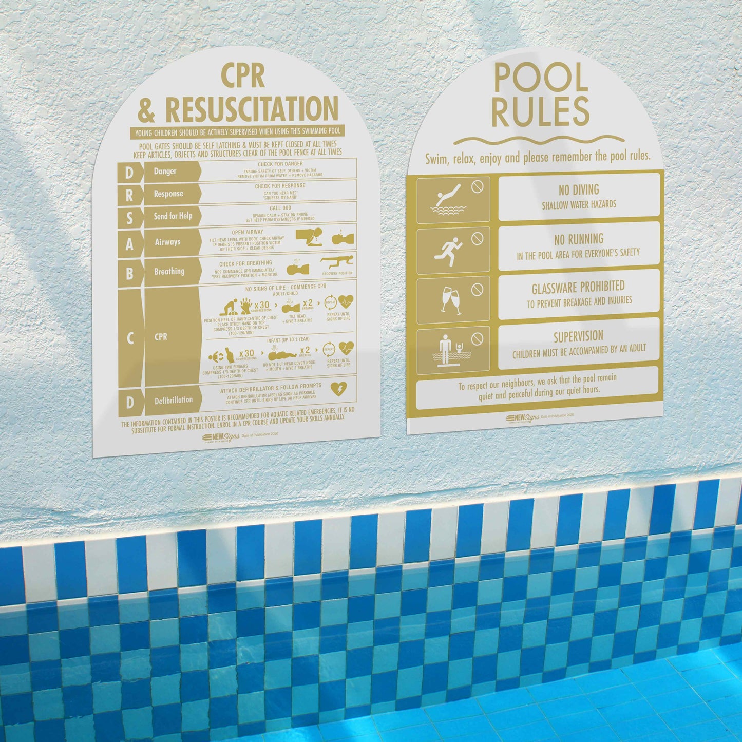 CPR Sign & Pool Rules Sign Pack Arch Sunshine