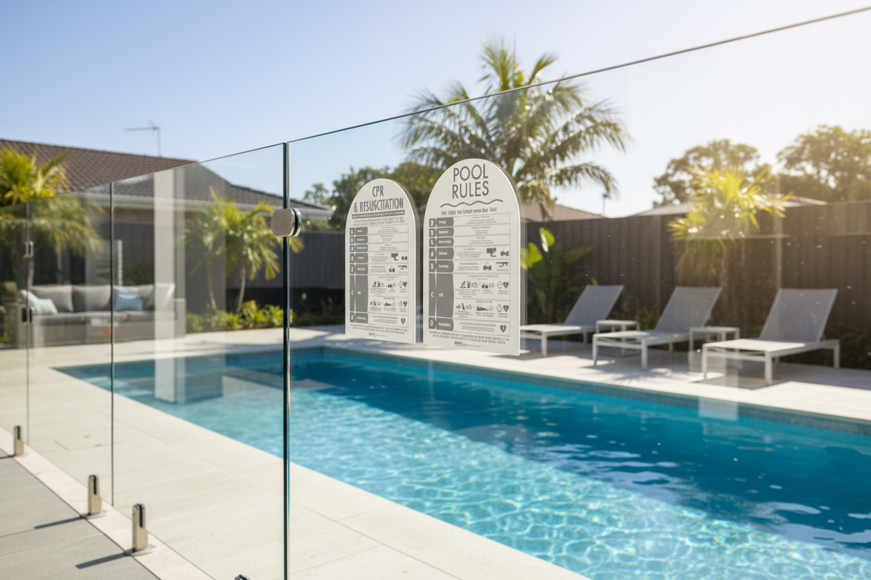 CPR Sign & Pool Rules Sign Pack Arch Grey