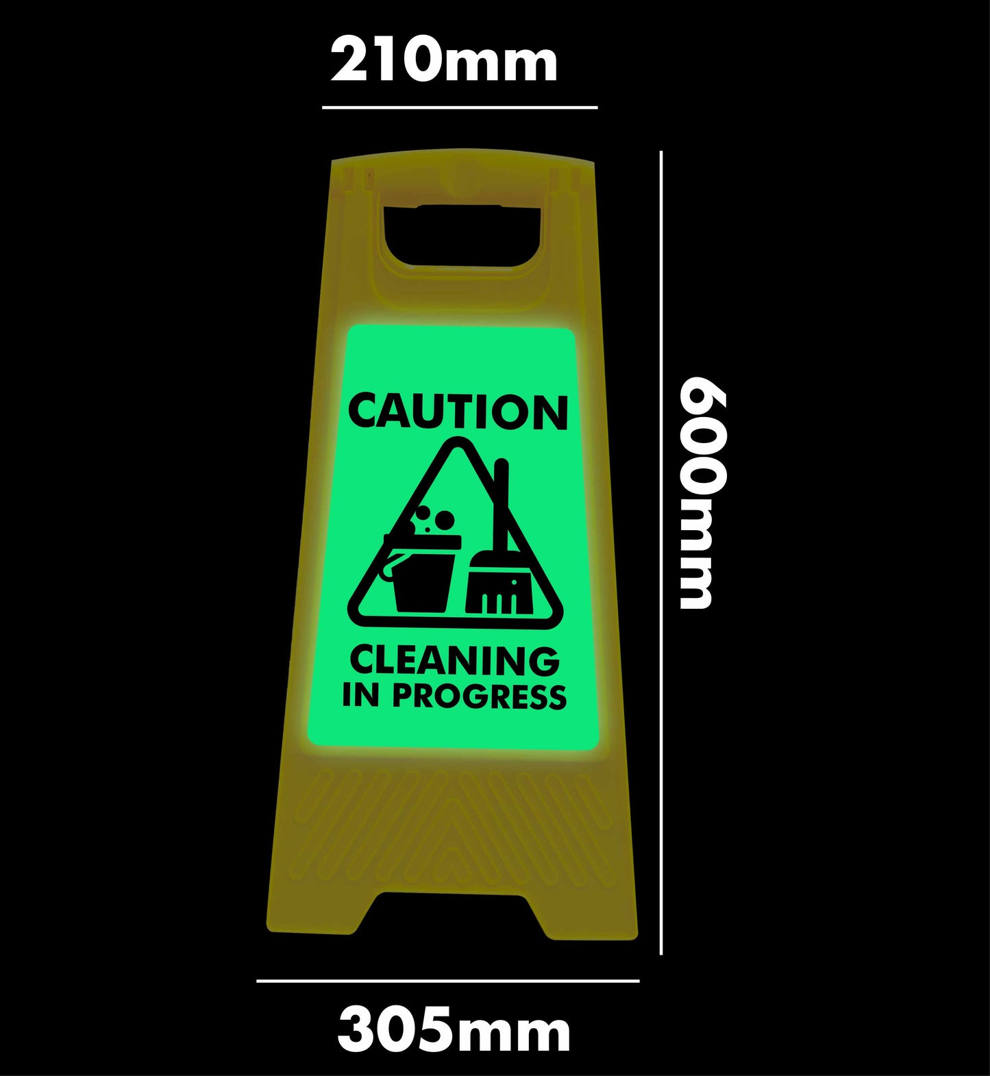 Glow In The Dark - Yellow A-Frame - Caution Cleaning In Progress