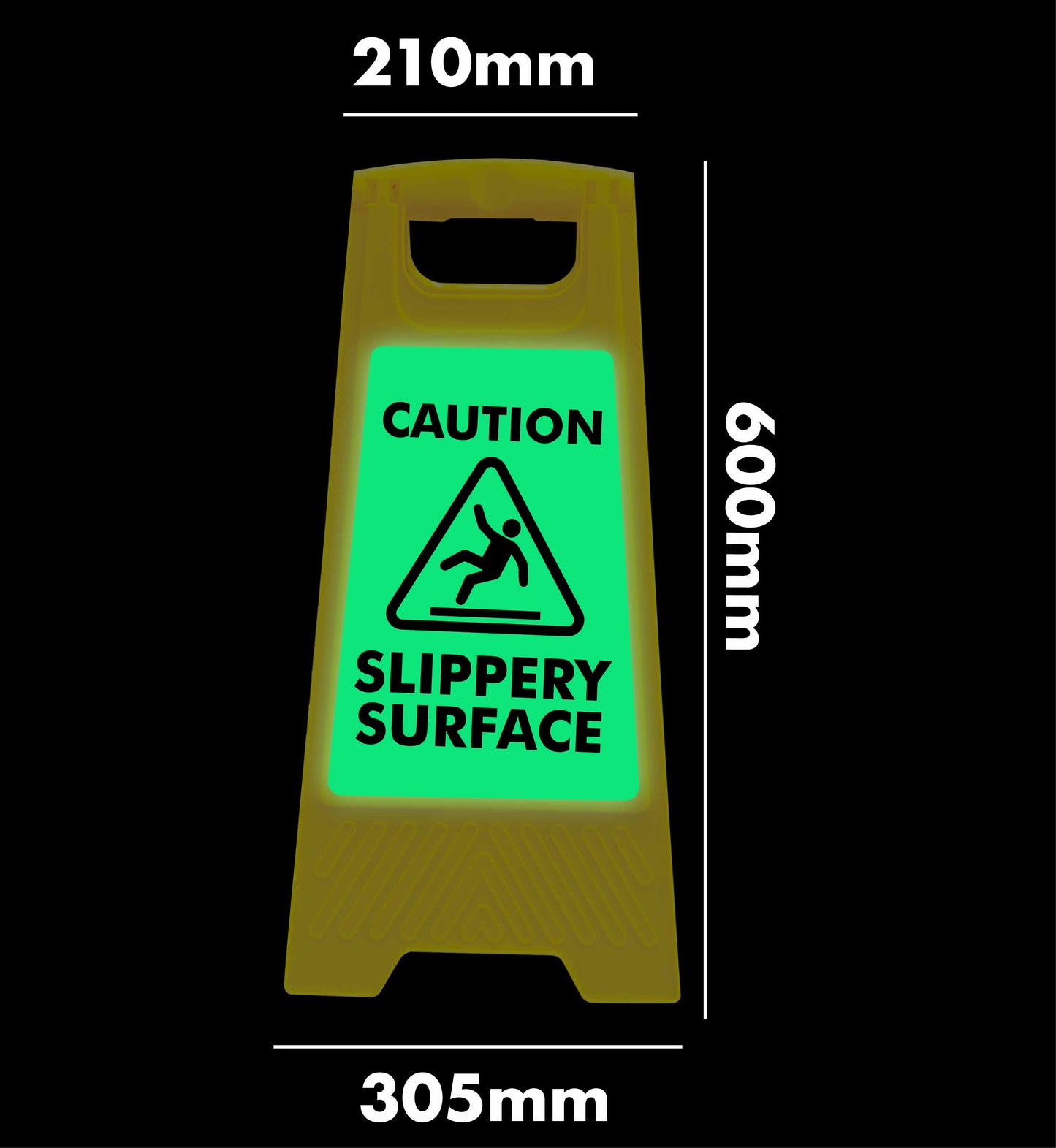 Glow In The Dark - Yellow A-Frame - Caution Slippery Surface