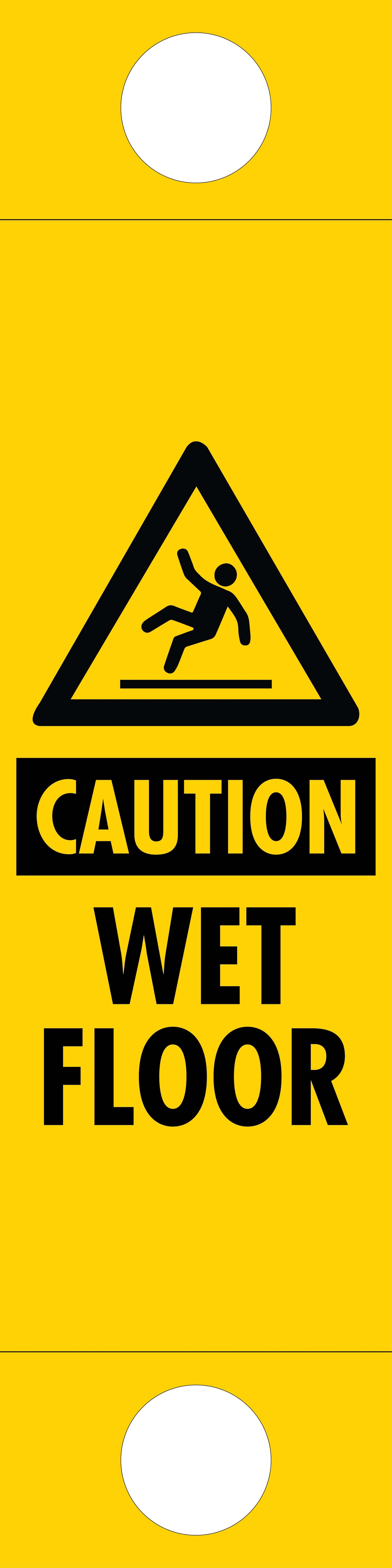 Caution Wet Floor Black - Corflute Bollard Traffic Signs