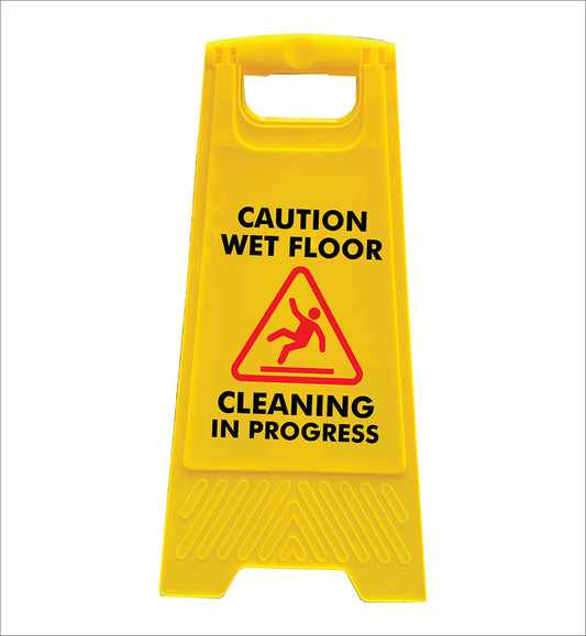 Yellow A-Frame - Caution Wet Floor - Cleaning In Progress