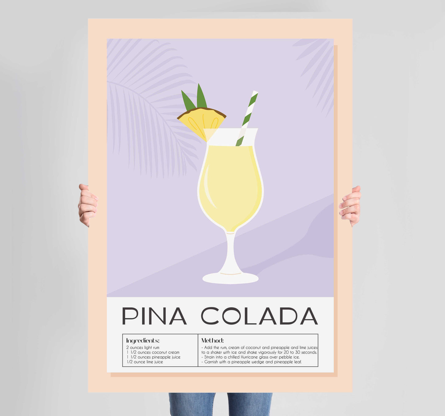 Cocktail Pina Colada Poster Wall Art Prints