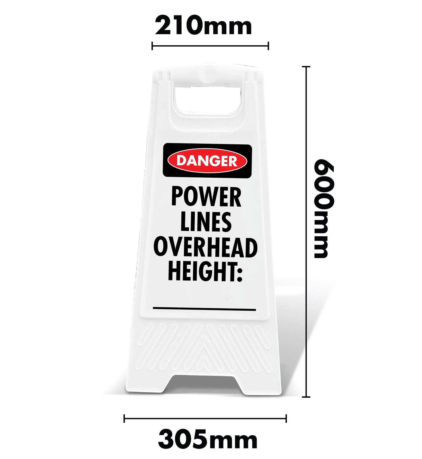 White A-Frame - Danger Power Lines Overhead Height