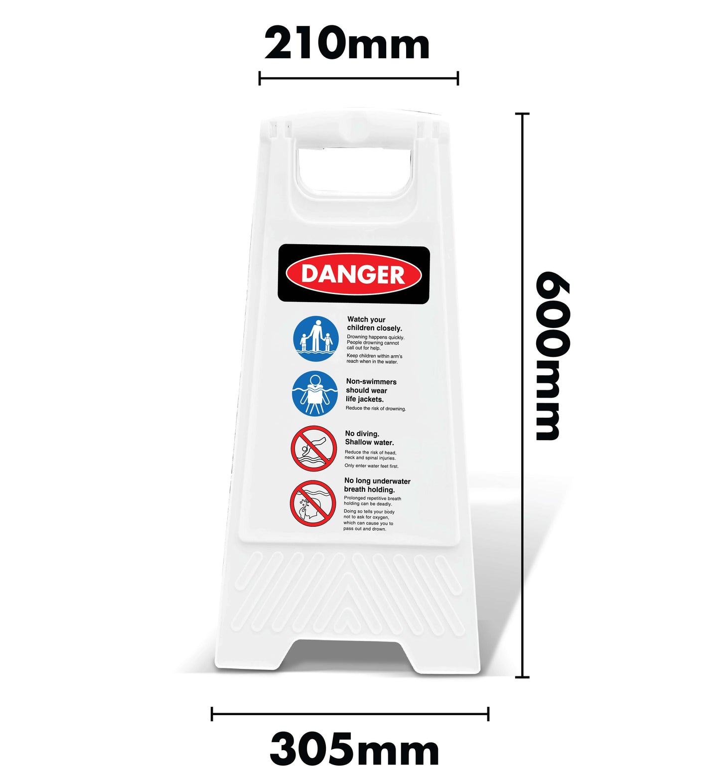 White A-Frame - Danger Swimming Rules