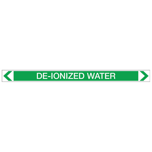 Water - De-Ionized Water - Pipe Marker Sticker