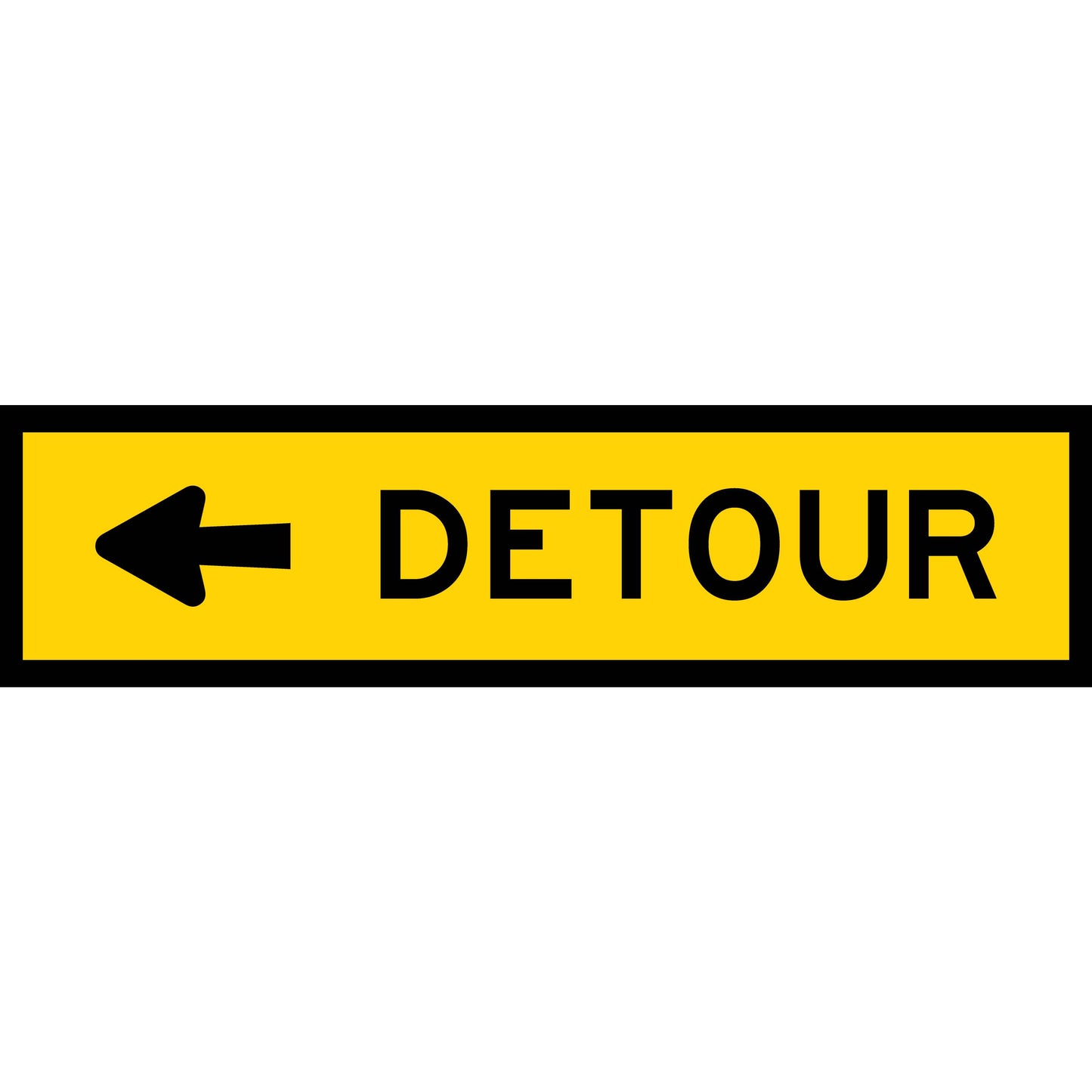 Detour (Arrow Left) Long Skinny Multi Message Traffic Sign