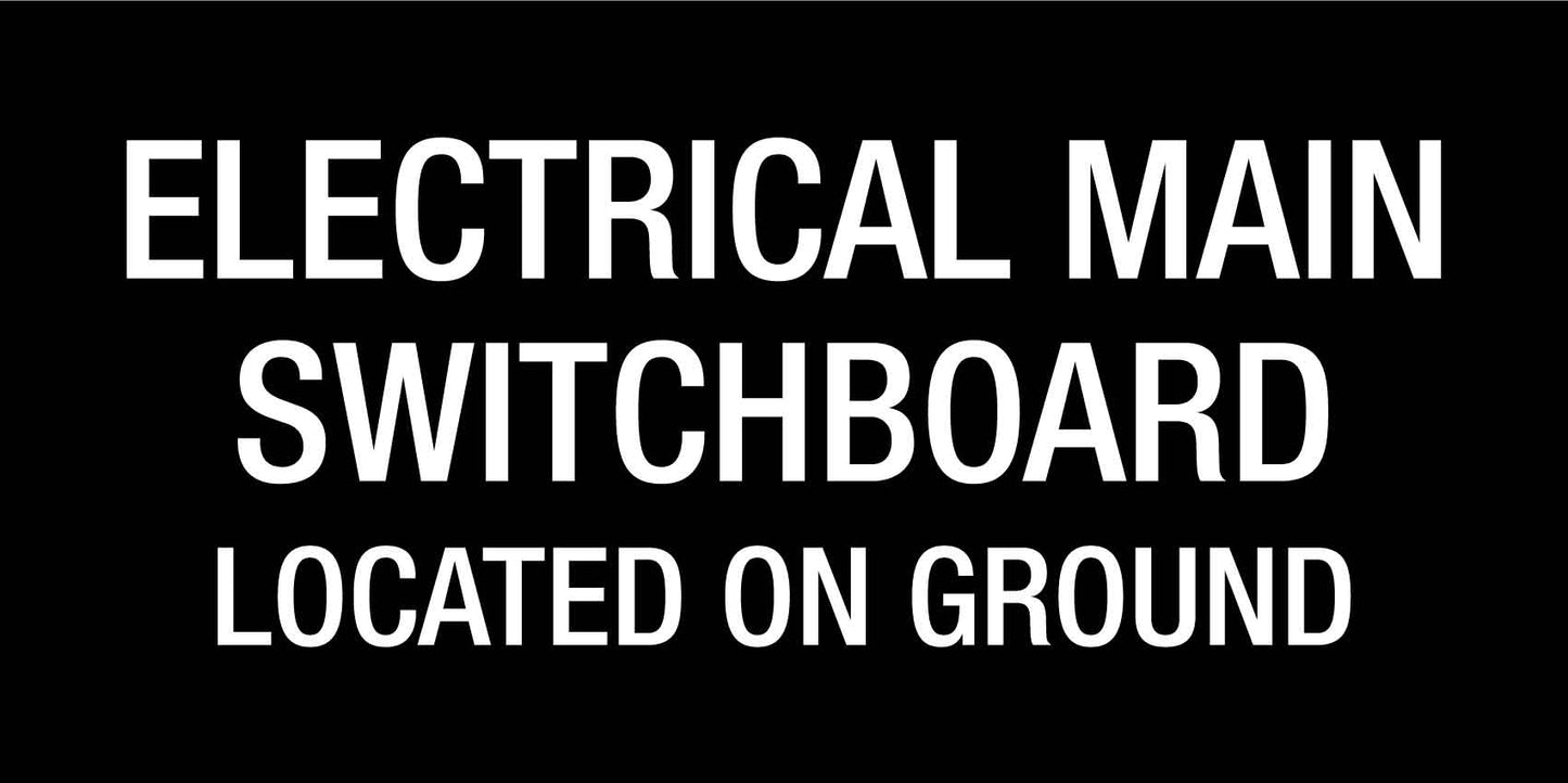 Electrical Main Switchboard Located On Ground - Statutory Sign