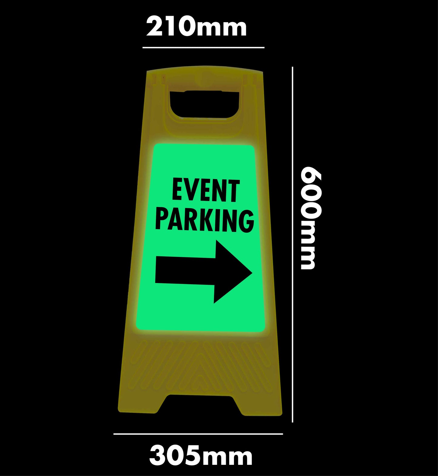 Glow In The Dark - Yellow A-Frame - Event Parking Right Arrow