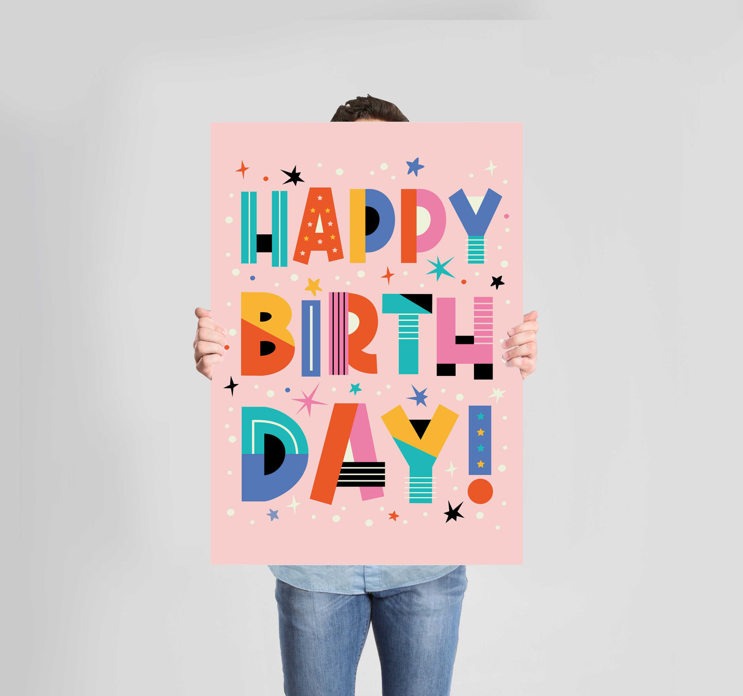 Happy Birthday Poster Wall Art Prints (Set of 5)