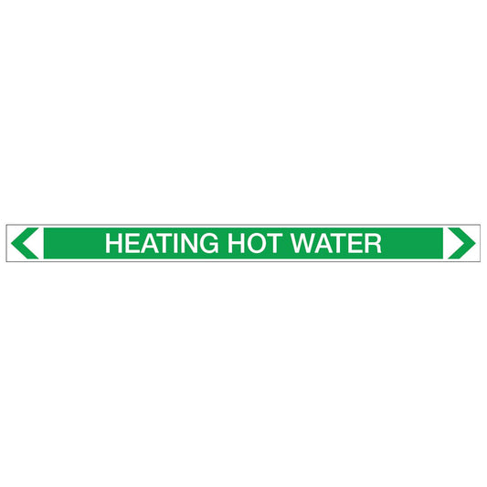 Water -  Heating Hot Water - Pipe Marker Sticker