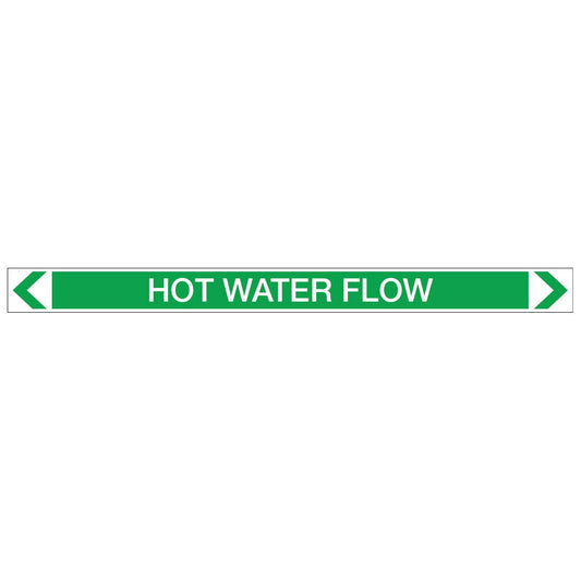 Water - Hot Water Flow - Pipe Marker Sticker