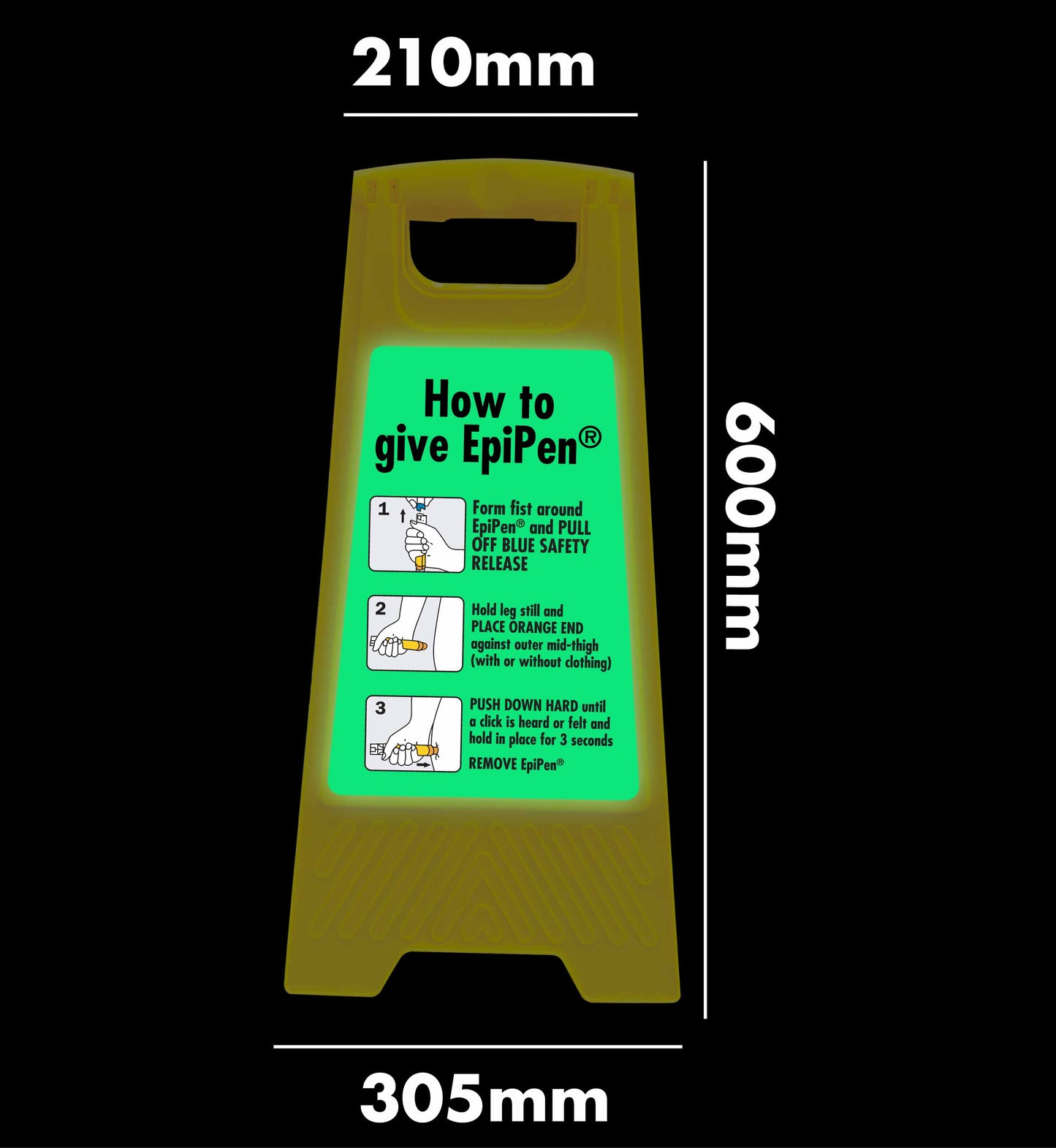 Glow In The Dark - Yellow A-Frame - How To Give EpiPen