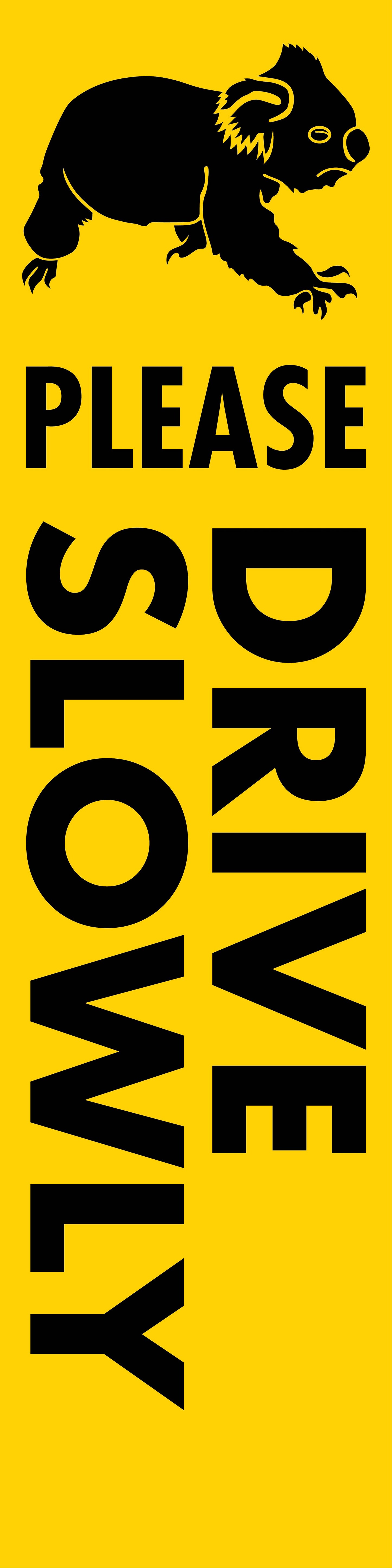 Koala Please Drive Slowly - Corflute Bollard Cover