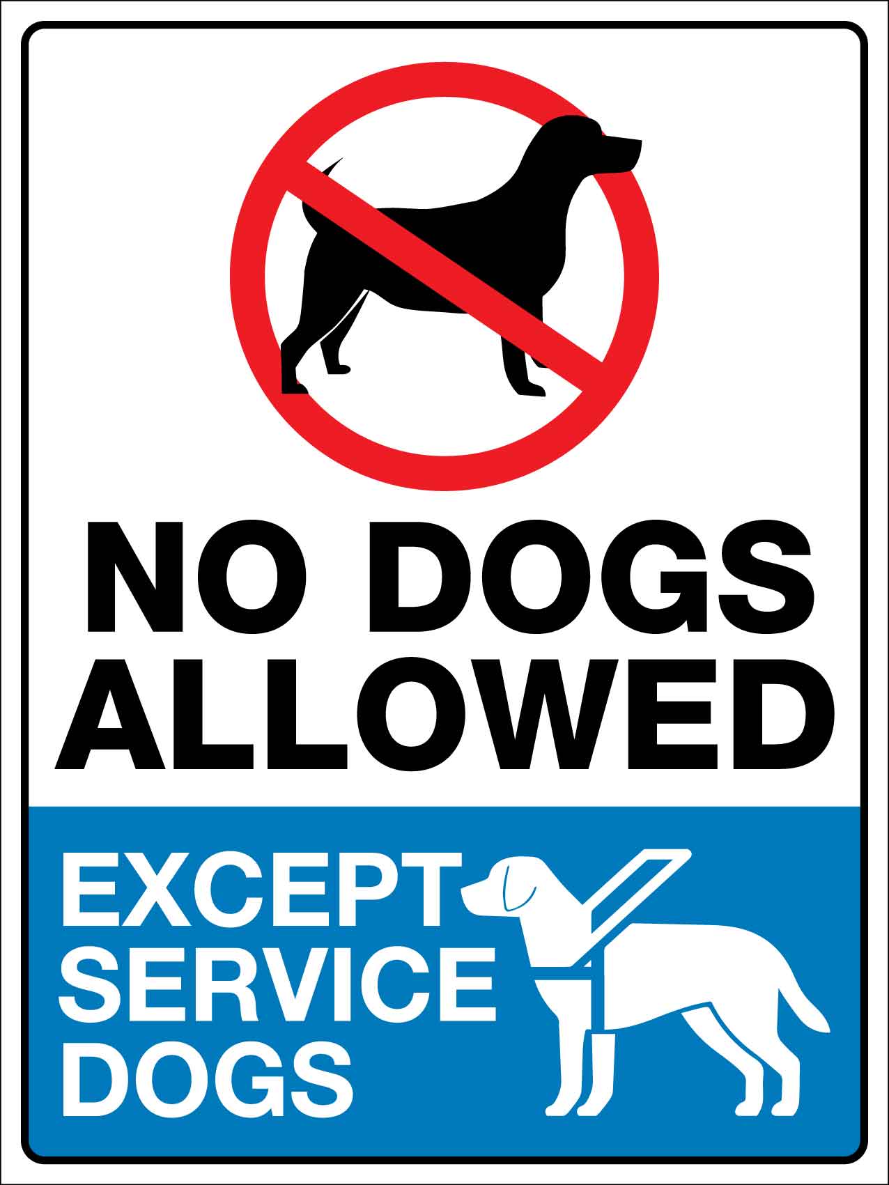 No Dogs Allowed Except Service Dogs Sign