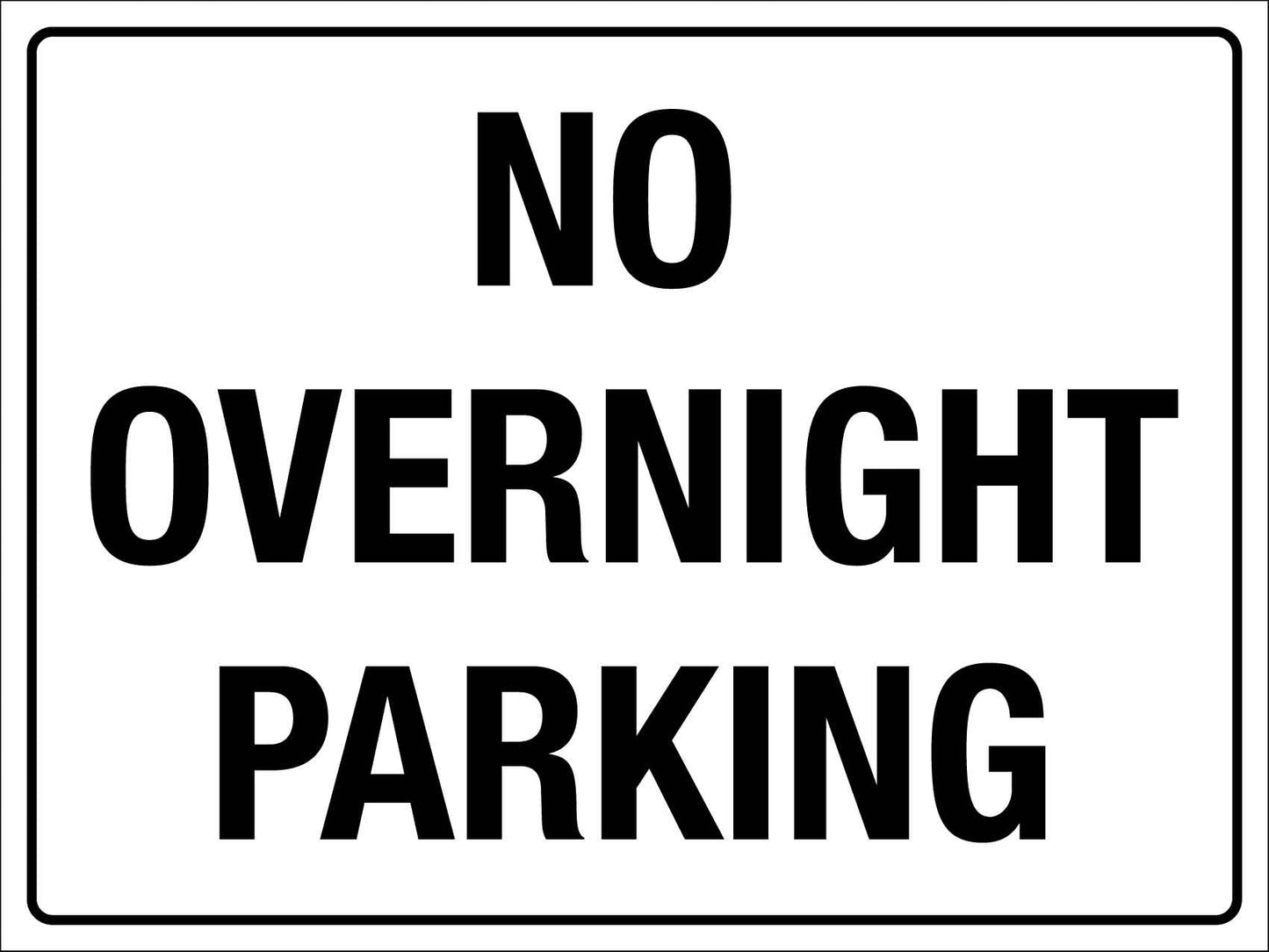 No Overnight Parking Black Sign
