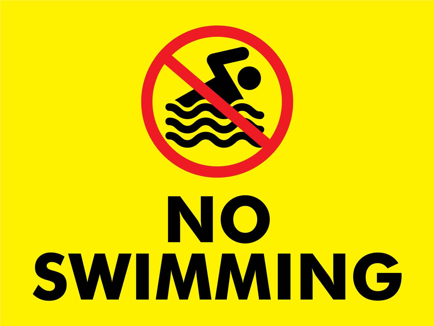 No Swimming Landscape Sign