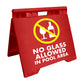 No Glass Allowed In Pool Area - Evarite A-Frame Sign