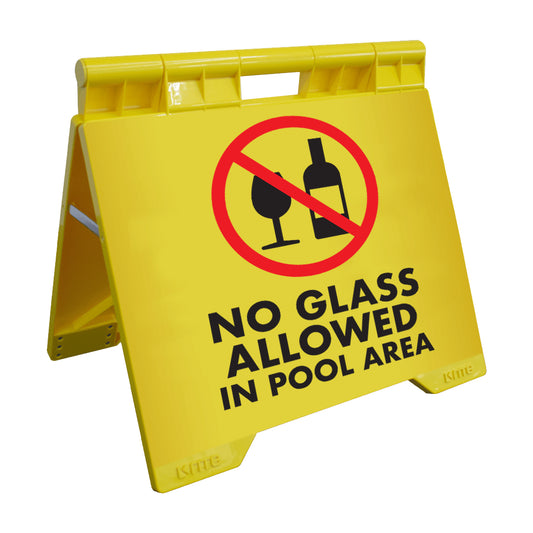 No Glass Allowed In Pool Area - Evarite A-Frame Sign