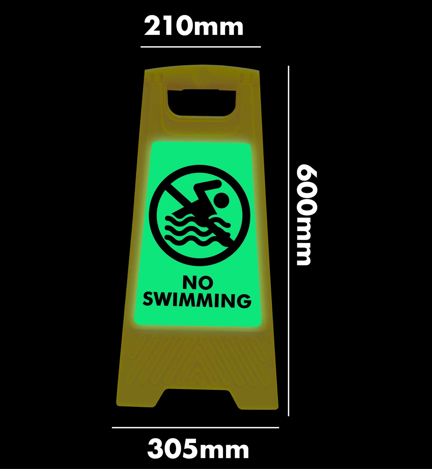 Glow In The Dark - Yellow A-Frame - No Swimming