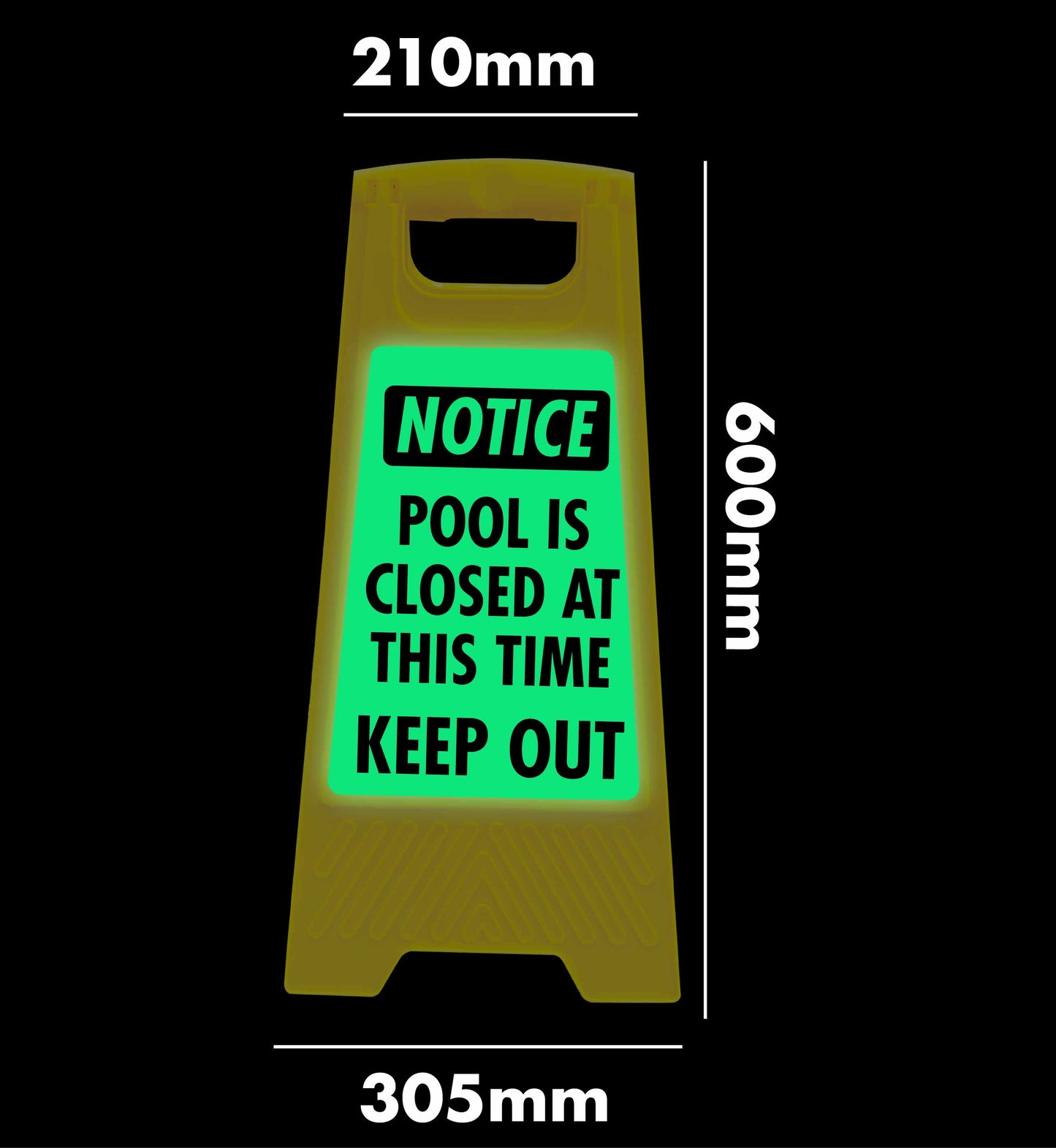 Glow In The Dark - Yellow A-Frame - Notice Pool Is Closed At This Time Keep Out