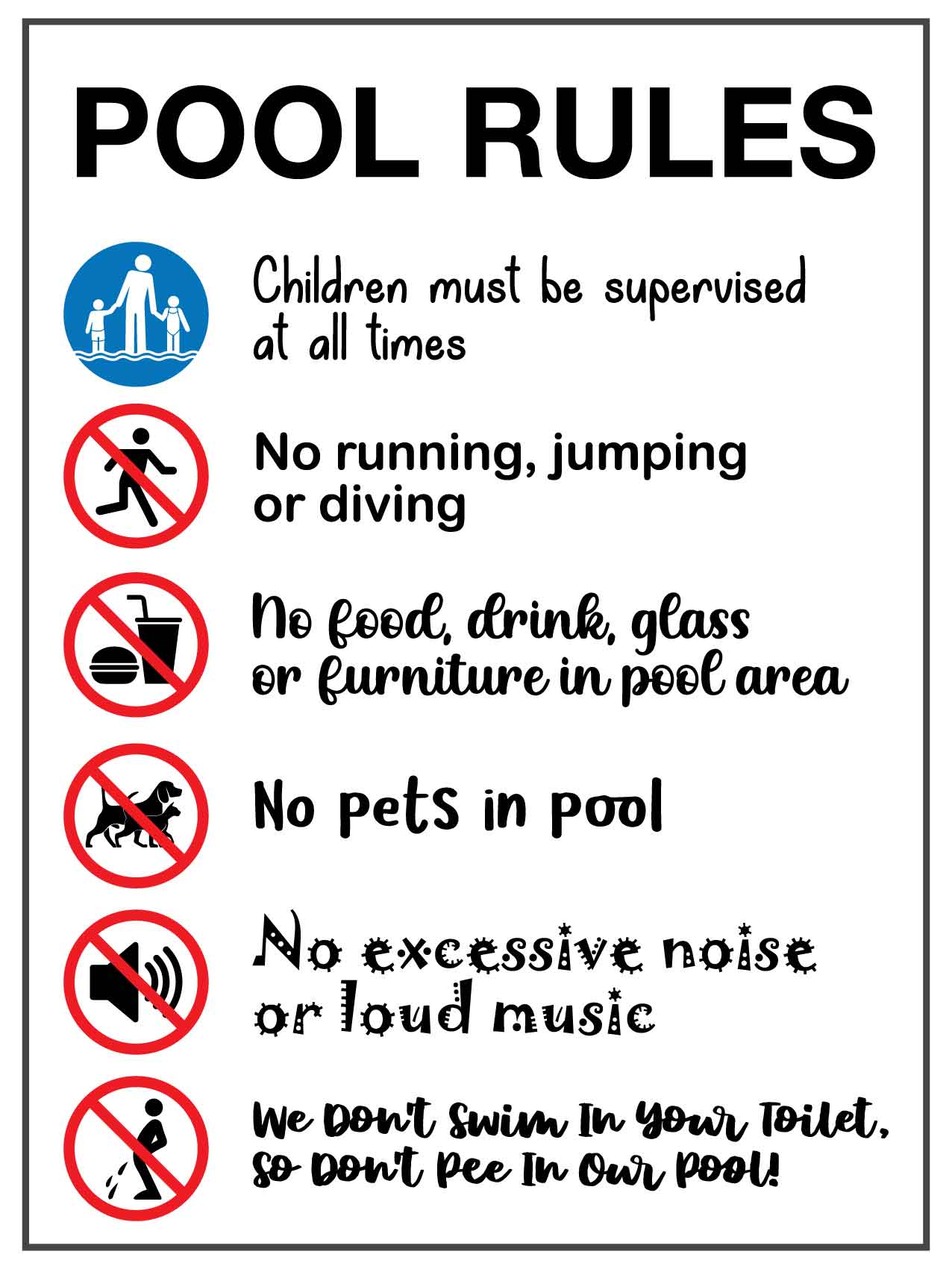 Pool Rules 7 Sign