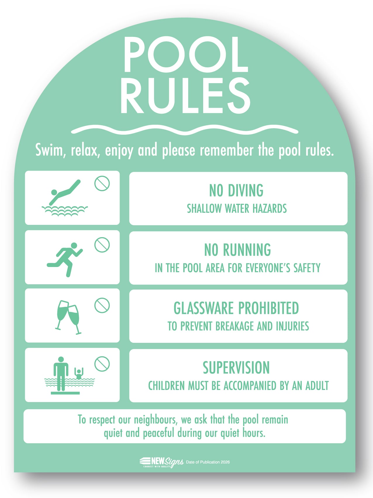 Pool Rules Sign Arch Mint Background