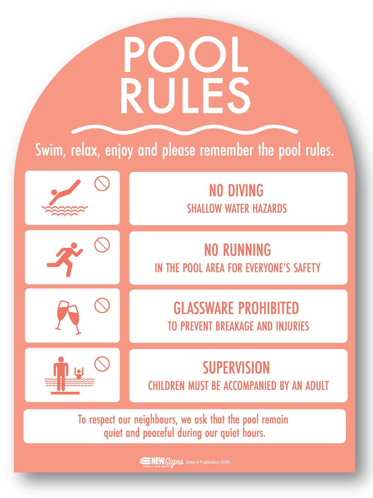 Pool Rules Sign Arch Peach Background