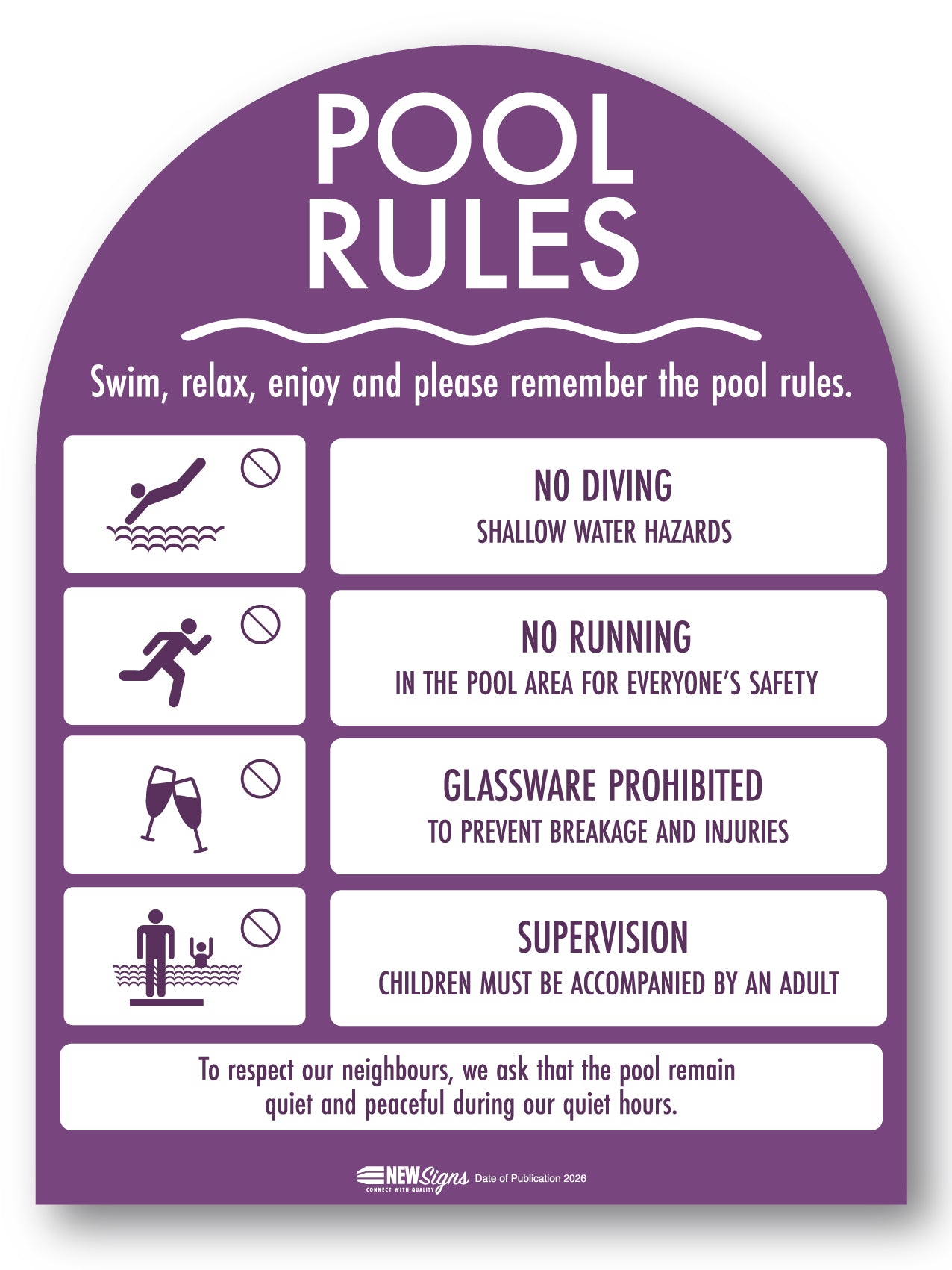 Pool Rules Sign Arch Plum Background