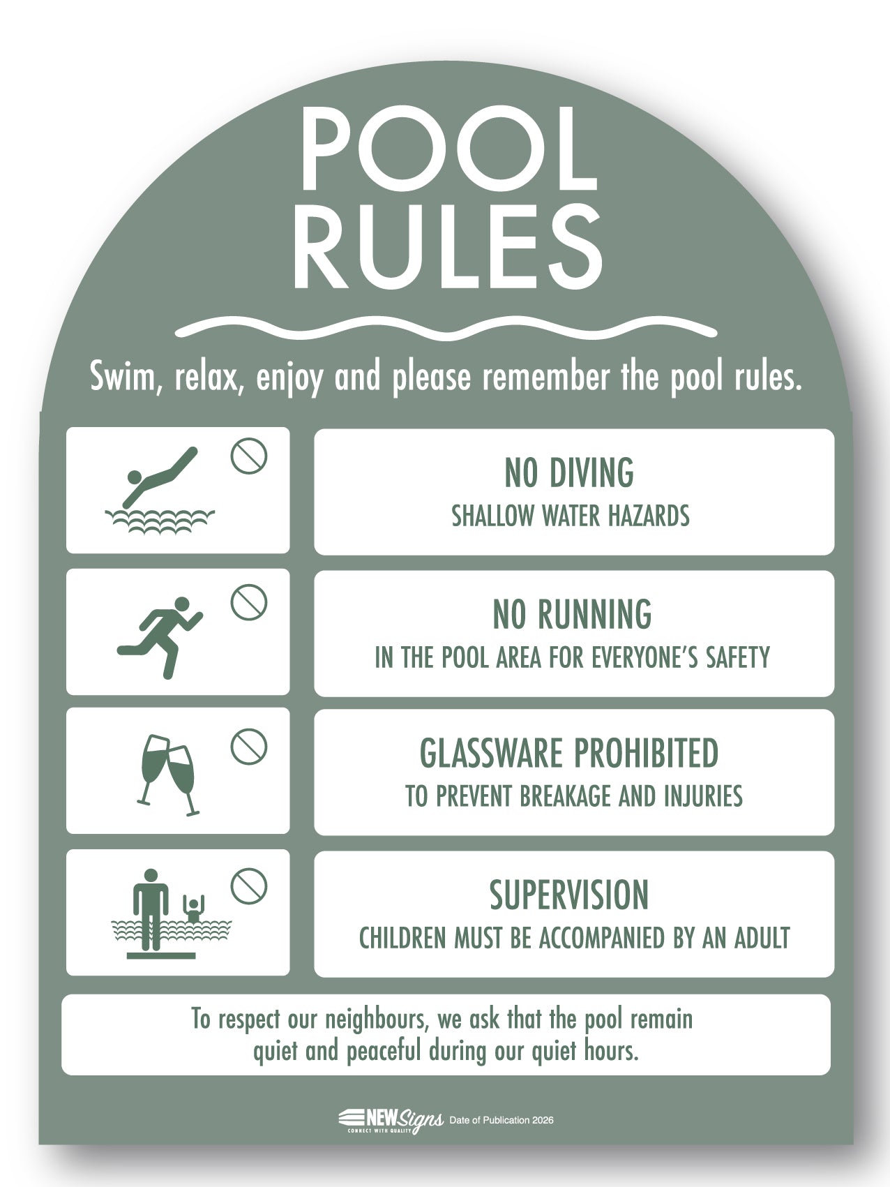 Pool Rules Sign Arch Sage Background