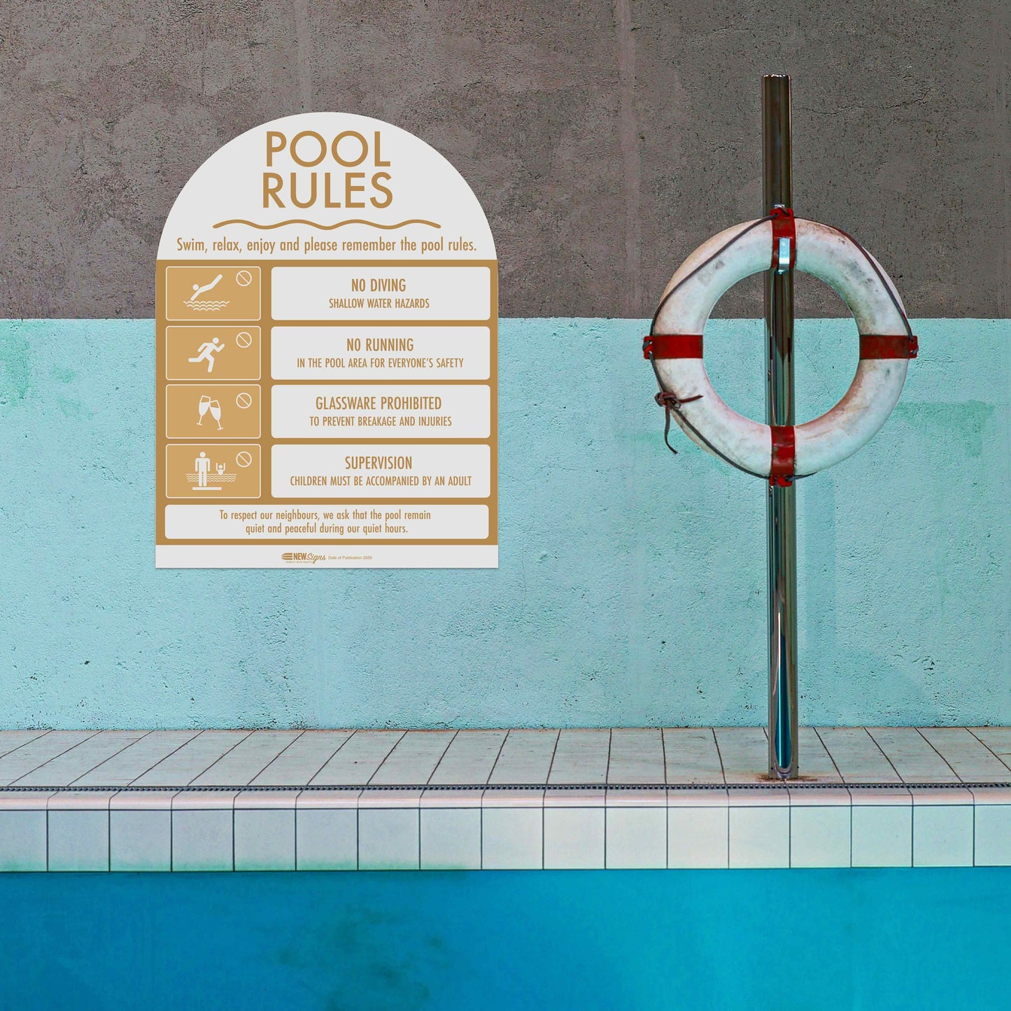 Pool Rules Sign Arch Sand