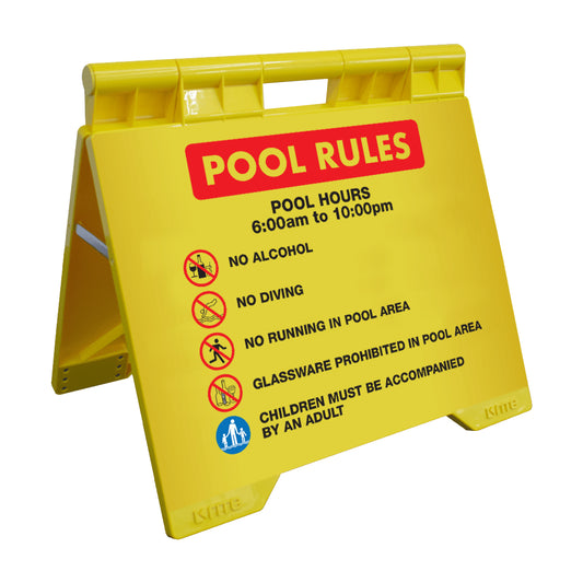Pool Rules 1 Pool Hours 6am-10pm - Evarite A-Frame Sign