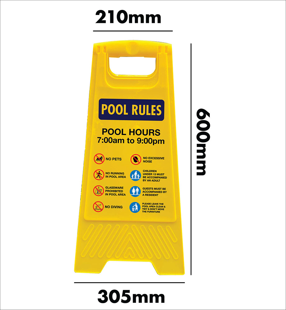 Yellow A-Frame - Pool Rules 1 Pool Hours 7am-9pm