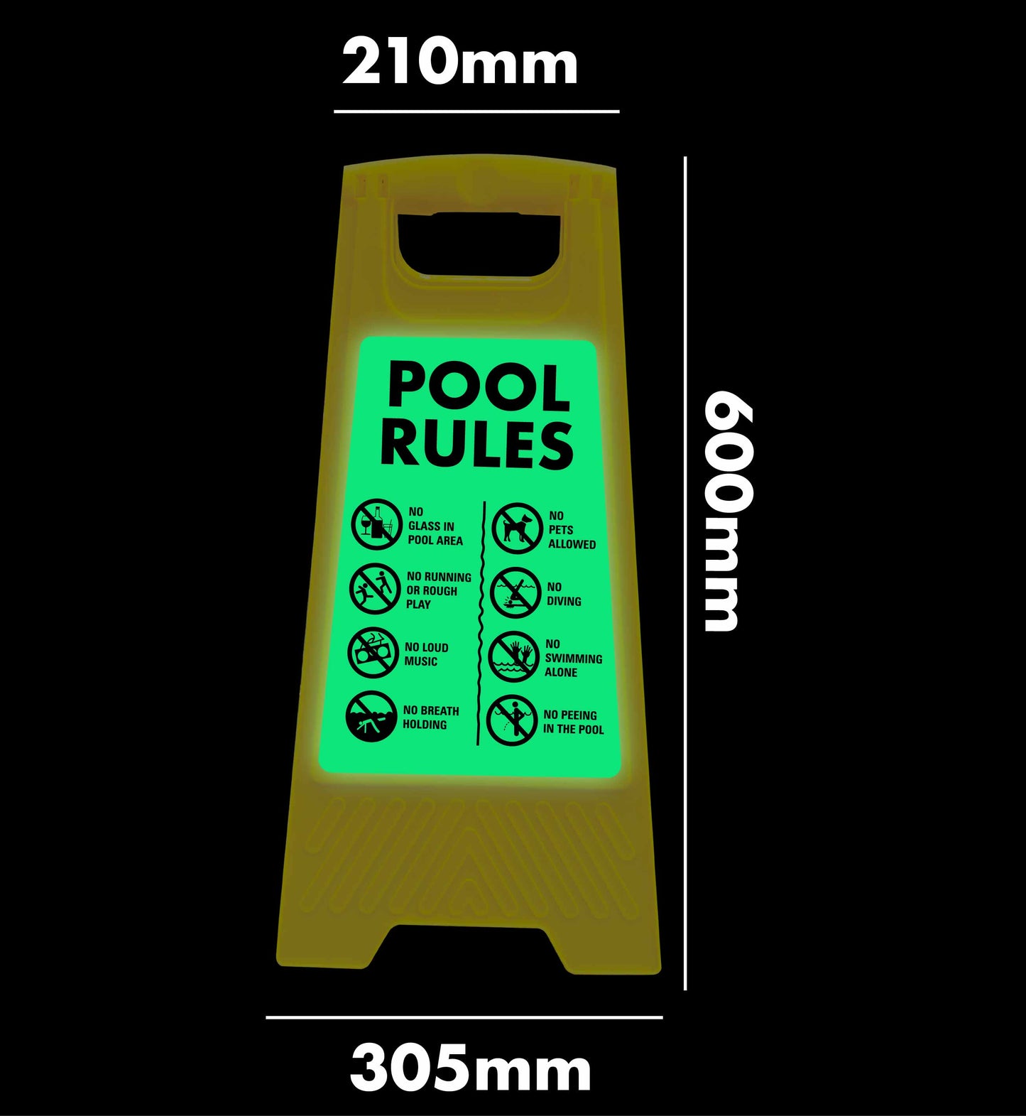 Glow In The Dark - Yellow A-Frame - Pool Rules 6