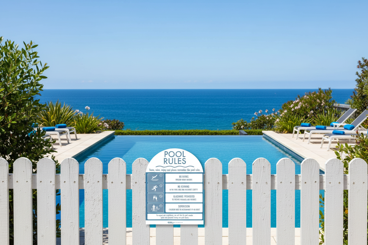 Pool Rules Sign Arch Ocean