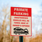 Private Parking Unauthorised Vehicles Will Be Towed Red Sign