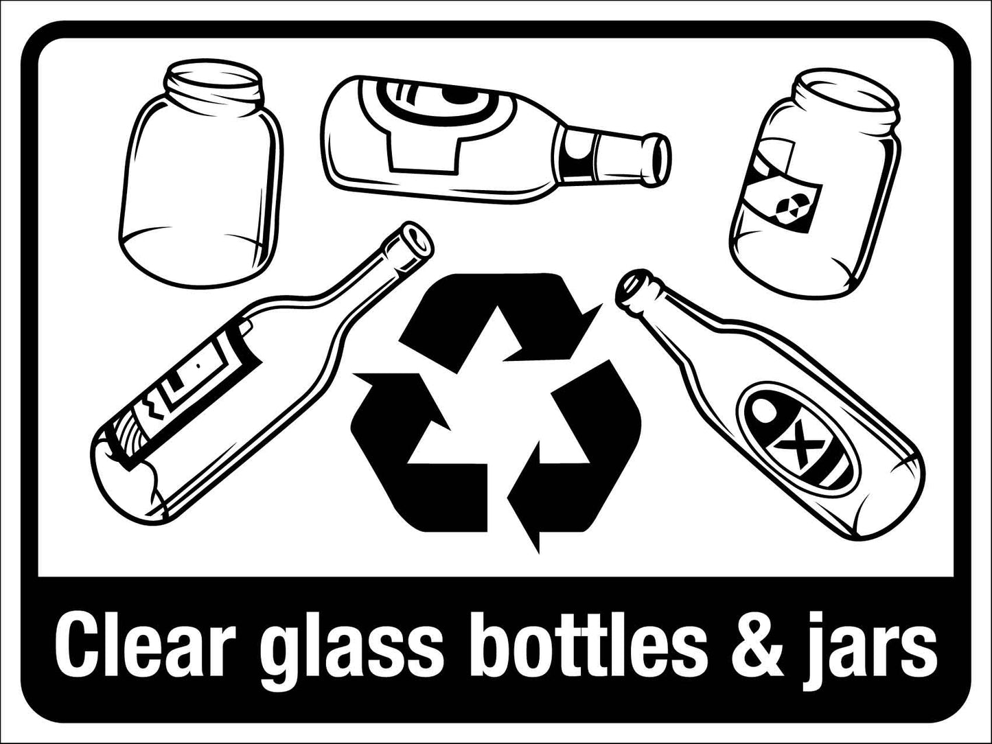 Recycle Clear Glass Bottles & Jars Large Bin Sticker