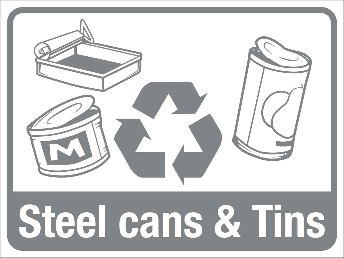 Recycle Steel Cans & Tins Large Bin Sticker