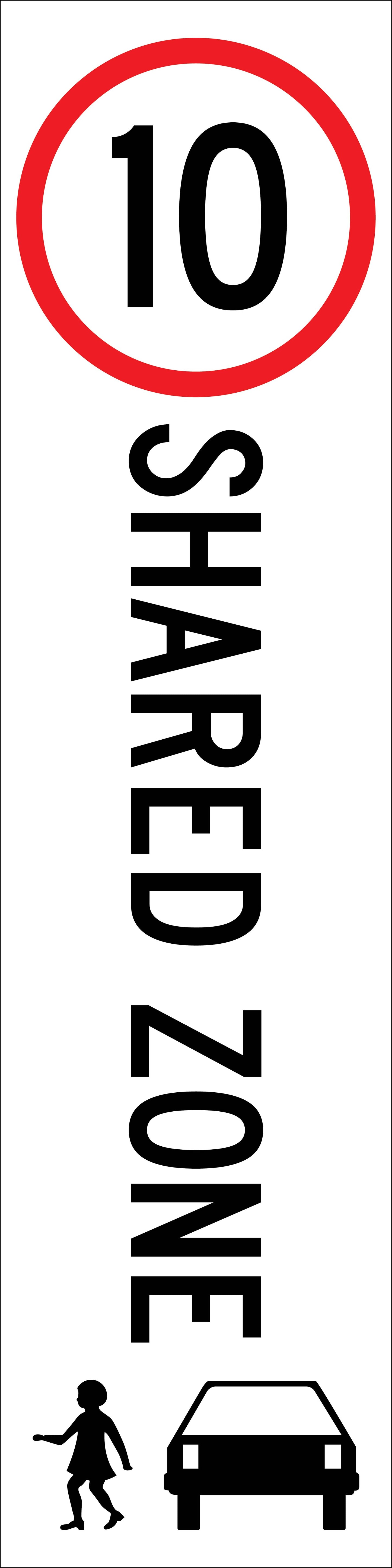 Shared Zone 10km Speed Limit - Corflute Bollard Cover