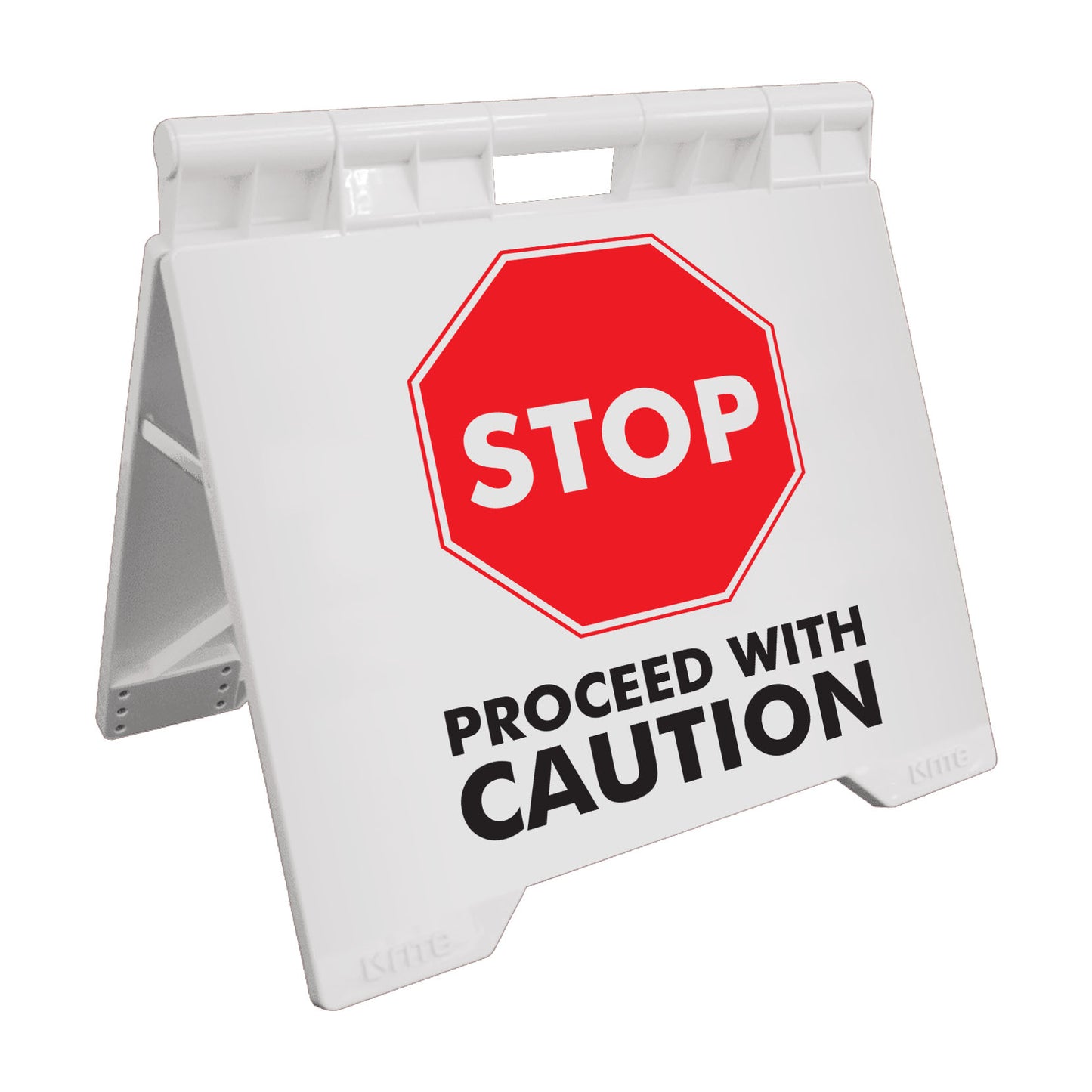Stop Proceed With Caution - Evarite A-Frame Sign