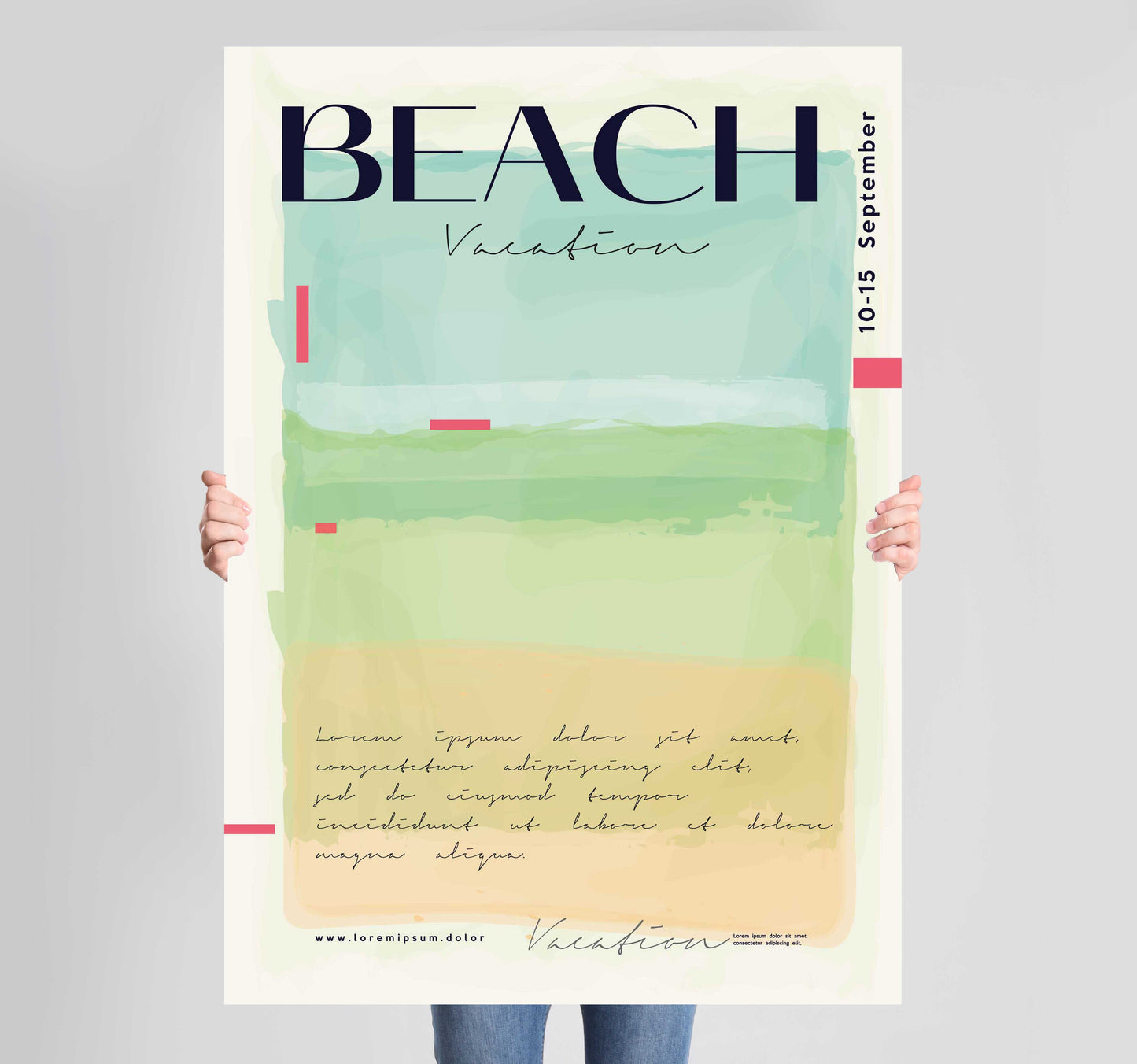 Summer Beach Green Poster Wall Art Prints