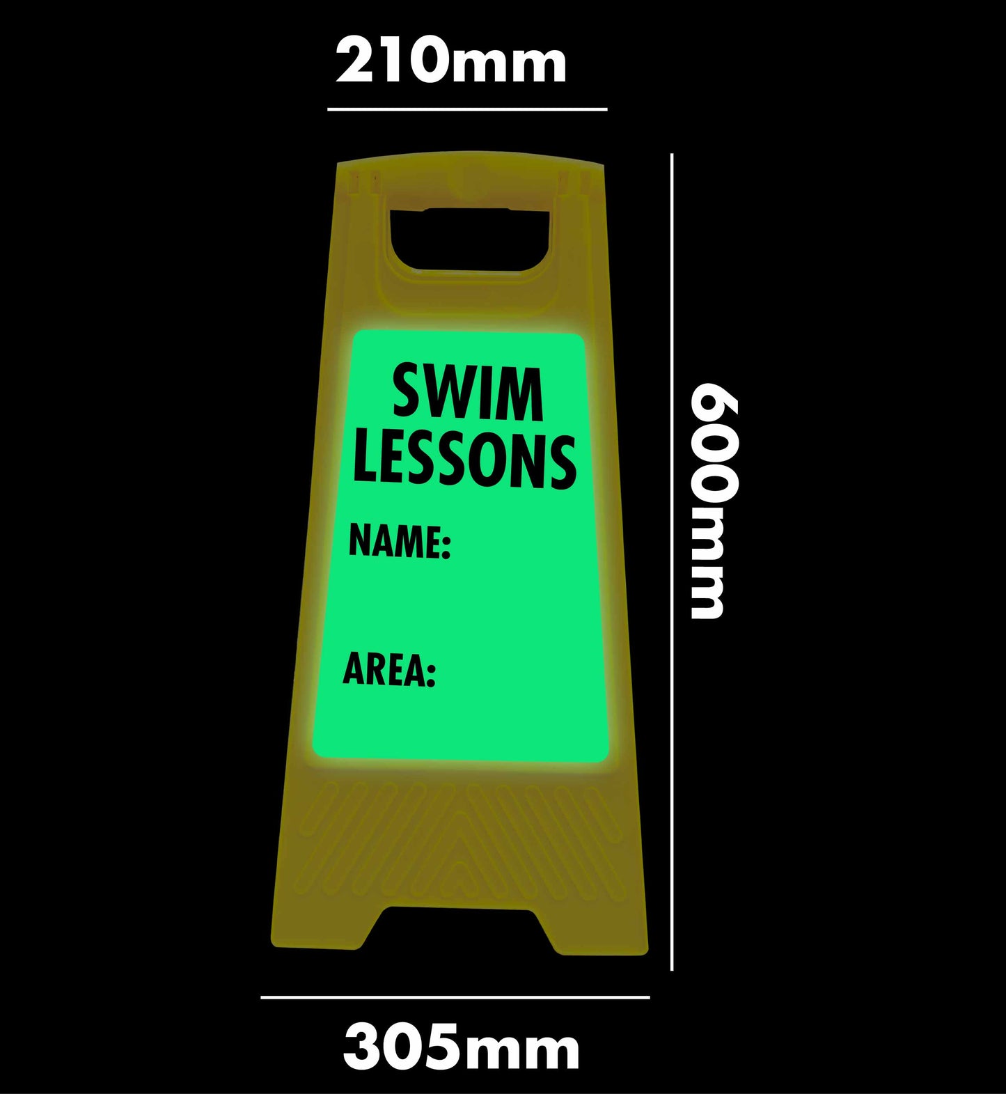 Glow In The Dark - Yellow A-Frame - Swim Lessons Name Area