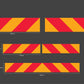 Vehicle Rear Marker Red Yellow Candy Plates (RHS) 600mm x 150mm Reflective