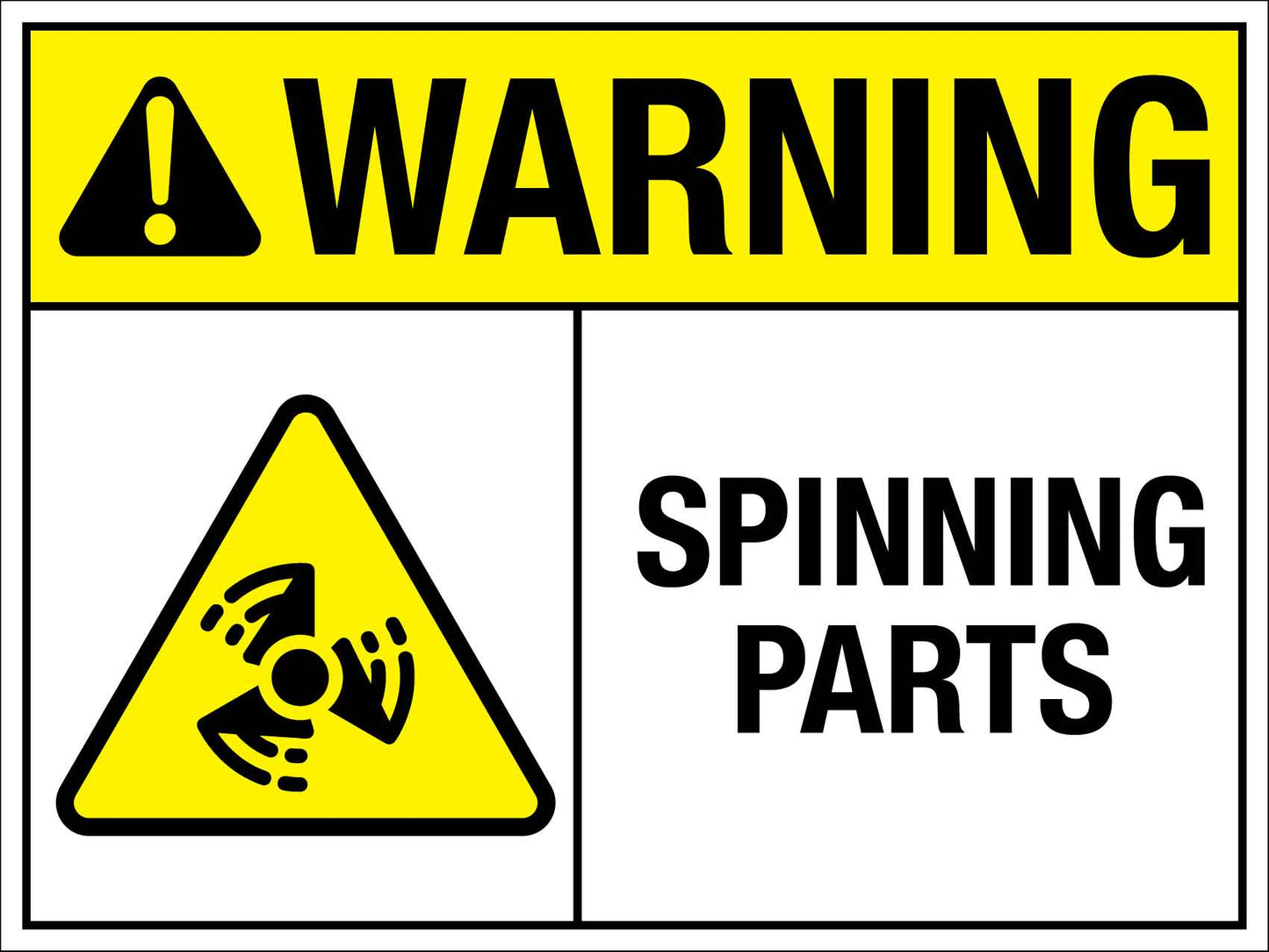 Warning Spinning Parts Sign