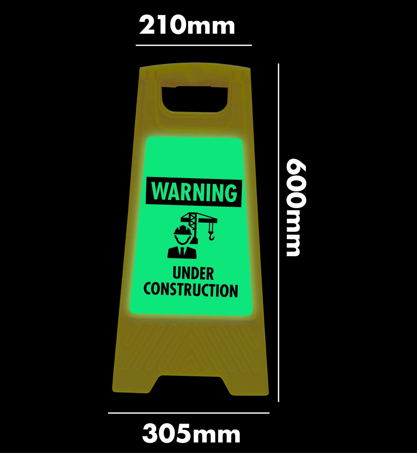 Glow In The Dark - Yellow A-Frame - Warning Under Construction