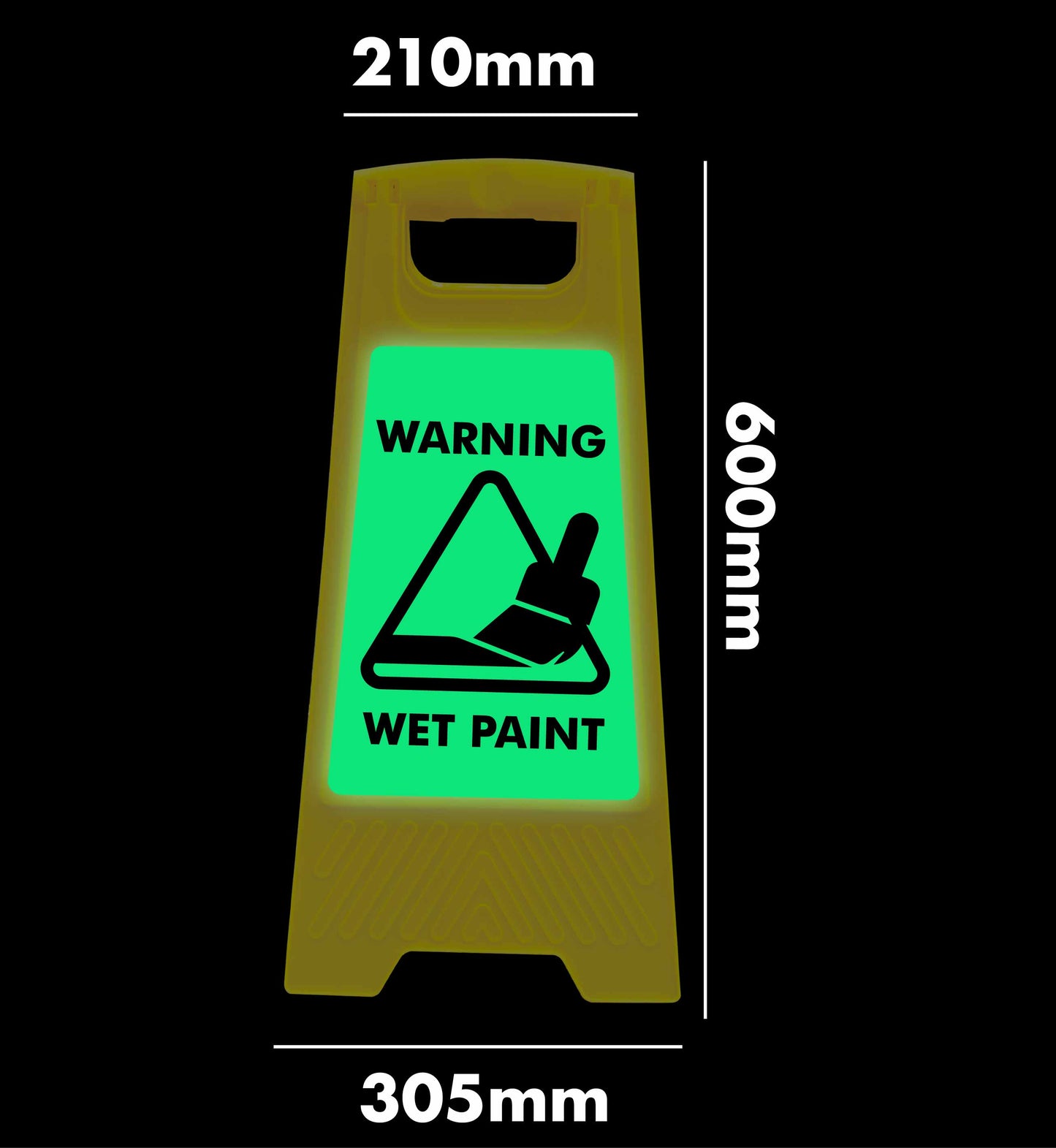 Glow In The Dark - Yellow A-Frame - Warning Wet Paint
